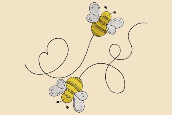 Download Honey Bee Love Embroidery Design - Love Collection