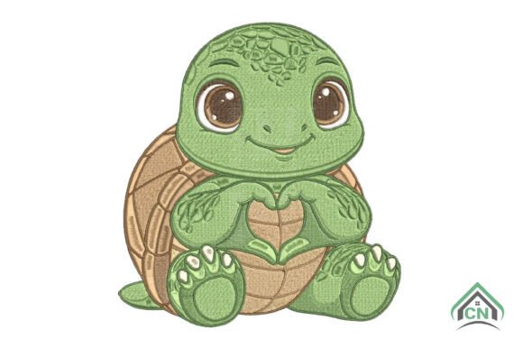 Download Cute Turtle Love Embroidery Design - Love Collection