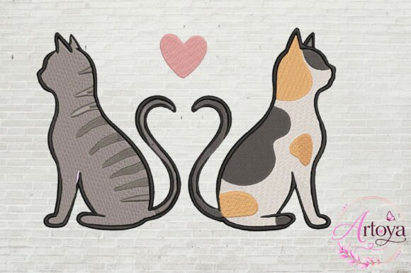 Download Cat Love Embroidery Design - Love Collection